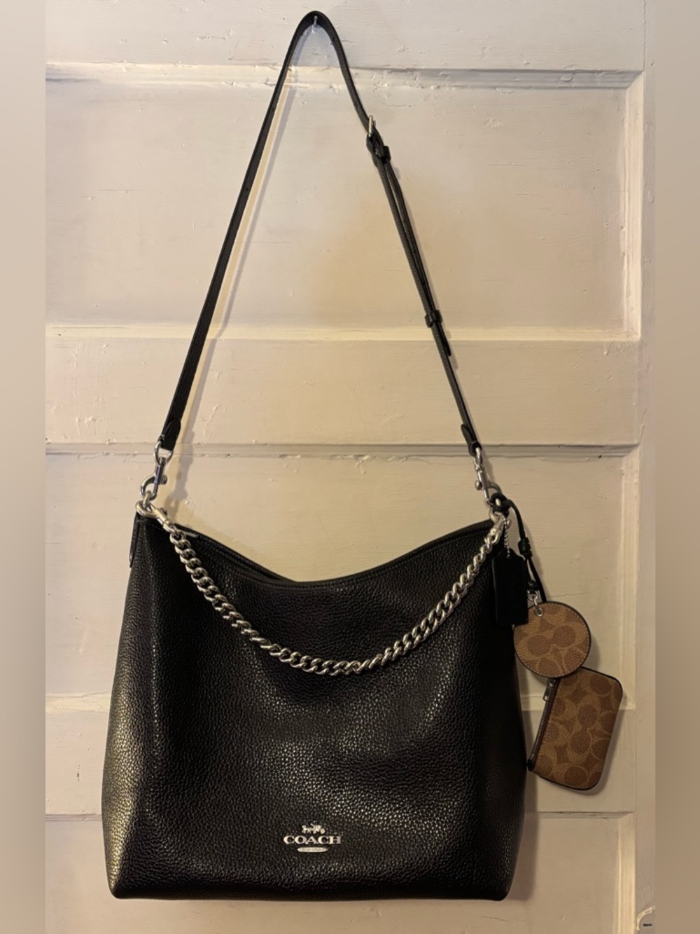 Coach Large Laurel Black shoulder bag with silver hardware